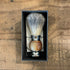 Qshave Badger Hair Shaving Brush - Polished Light Wood Grain with Chrome Bands